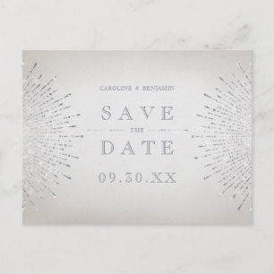 Carte Postale Faire-part Parties scintillant d'argent déco mariage vintage 