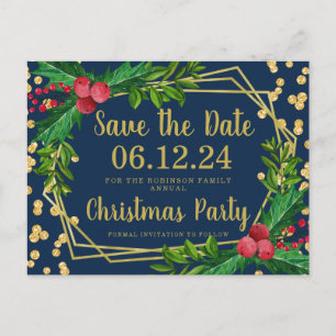 Carte Postale Faire-part Parties scintillant de Noël de la Gold Navy
