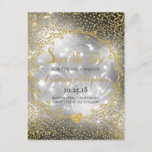 Carte Postale Faire-part Parties scintillant d'or Confetti Glam Fireworks E