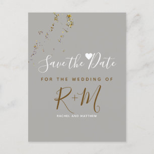 Carte Postale Faire-part parties scintillant mariage + initiales enregistre