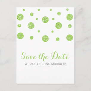 Carte Postale Faire-part Parties scintillant verte Confetti Enregistrer la 