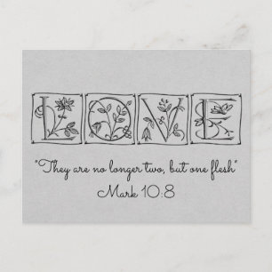 Carte Postale Faire-part Pas deux, mais une chair~Écriture~Carte Mariage
