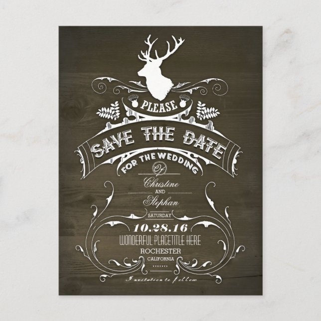 Carte Postale Faire-part Pays chevreuils rustiques enregistrer la date cart (Devant)