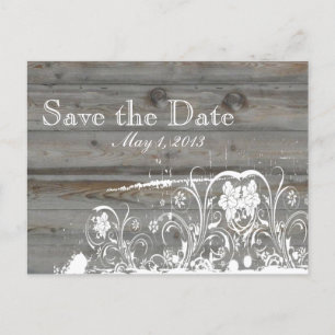 Carte Postale Faire-part Pays Faded Wood Enregistrer la date