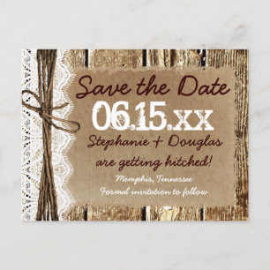 Carte Postale Faire-part Pays Grange Bois Rustique Enregistrer la date Cart