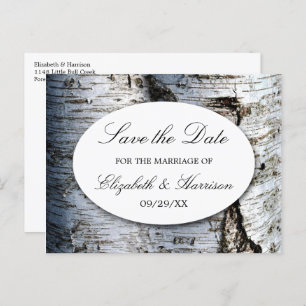 Carte Postale Faire-part Pays Rustic Birch Tree Mariage Enregistrer La Date