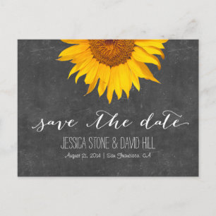 Carte Postale Faire-part Pays Sunflower Chalkboard Mariage Enregistrer la d