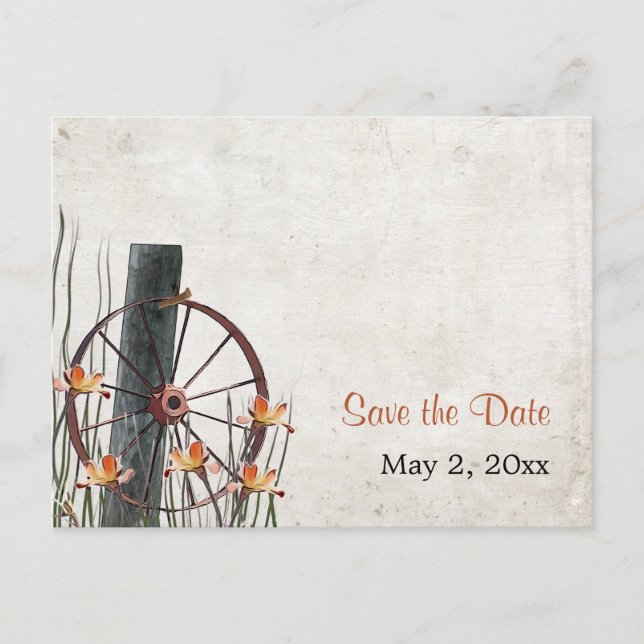 Carte Postale Faire-part Pays Wagon Wheel - Enregistrer la date (Devant)