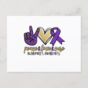 Carte Postale Faire-part Peace Love Cure Alzheimer et la sensibilisation