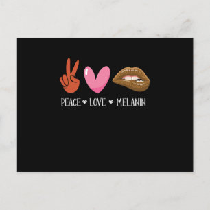 Carte Postale Faire-part Peace Love Melanin Black Women Pride Afro-Africain
