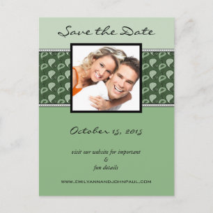 Carte Postale Faire-part PeaPod Green Paisley Enregistrer La Date Vos Photo