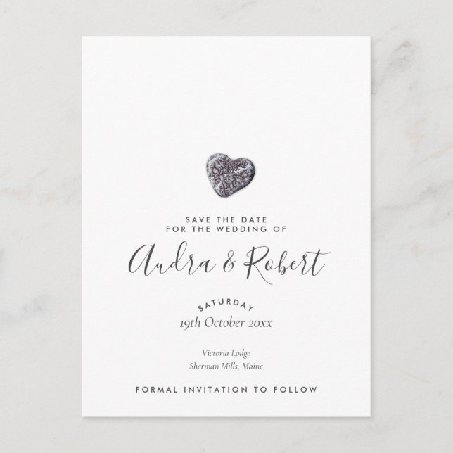 Carte Postale Faire-part Pebble Heart Discovery Save the Date (Devant)