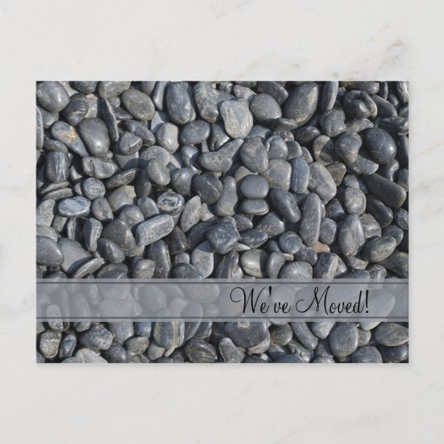 Carte Postale Faire-part Pebbles noirs lisses Changement d'adresse (Devant)