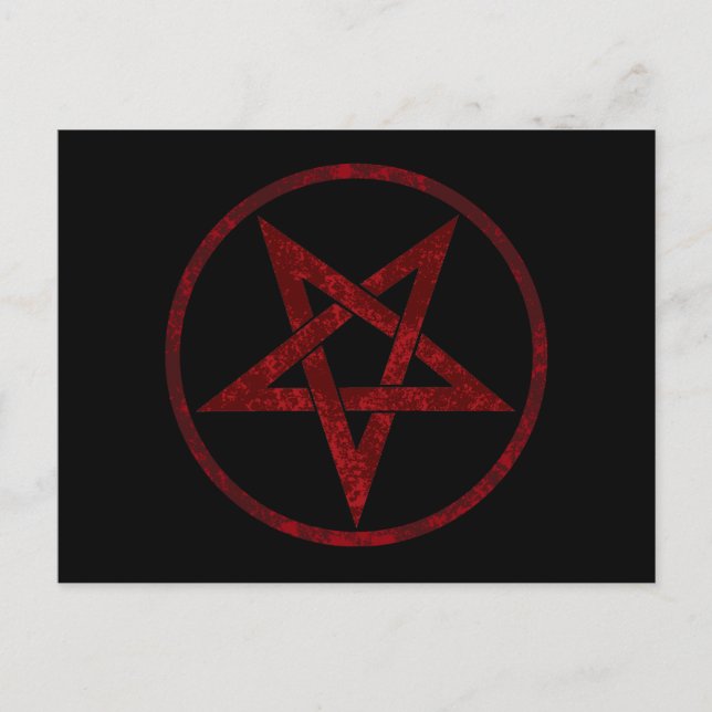 Carte Postale Faire-part Pentagramme du Diable Rouge (Devant)