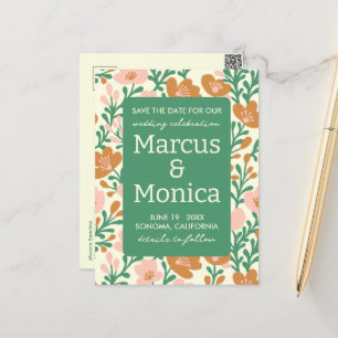 Carte Postale Faire-part personnalisé vignes de fleurs sauvages 