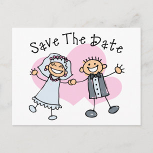 Carte Postale Faire-part Personnes Bâtons Sauvegarder La Date