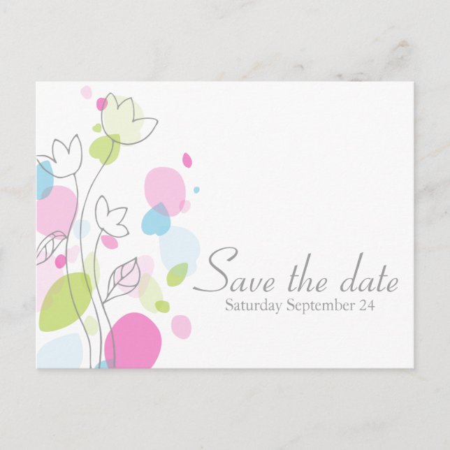Carte Postale Faire-part Pétales de fleurs de confetti modernes enregistrer (Devant)