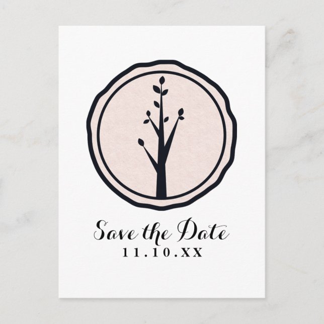 Carte Postale Faire-part Petit Arbre Rustique Mariage Nature Enregistrer la (Devant)