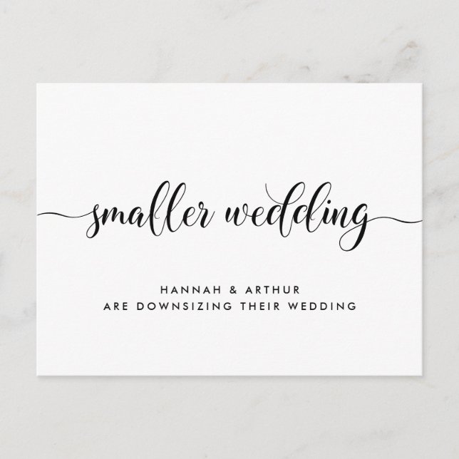 Carte Postale Faire-part Petite Calligraphie de Mariage Réduite (Devant)