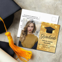 Faire-part photo Chic Gold Sparkle Graduation