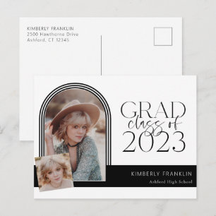 Carte Postale Faire-part Photo contemporaine Chic Graduation