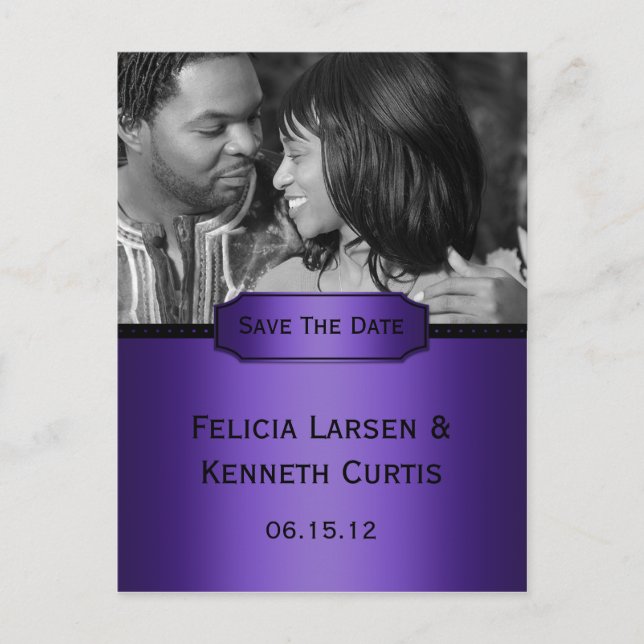 Carte Postale Faire-part Photo d'annonce de date de mariage avec dégradé no (Devant)