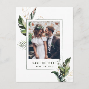 Carte Postale Faire-part Photo de feuilles tropicales pour mariage, Enregis