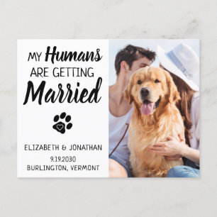 Carte Postale Faire-part Photo de mariage de chien Enregistrer la date