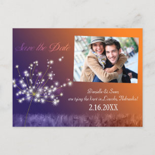 Carte Postale Faire-part Photo de mariage romantique de pissenlit Enregistr