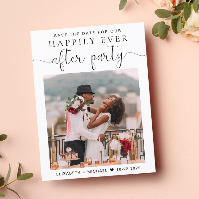 Carte Postale Faire-part Photo de réception de mariage Code QR Enregistrer  (A stylish save the date announcement for a reception to celebrate your elopement or private wedding)