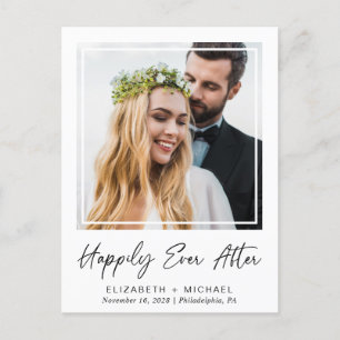 Carte Postale Faire-part Photo de réception de mariage Happily Ever After