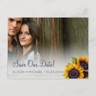 Carte Postale Faire-part PHOTO élégant mariage de tournesols rustiques enre