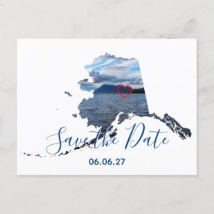 Carte Postale Faire-part Photo en forme de cœur en contour de l'Alaska pour