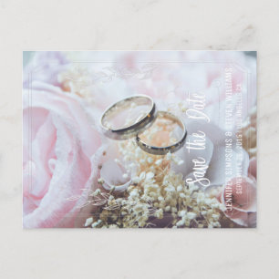 Carte Postale Faire-part Photo Enregistrer la date bagues florales