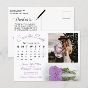 Carte Postale Faire-part Photo et calendrier de la rose violette de lilas, 