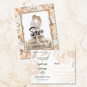 Carte Postale Faire-part Photo Floral Wedding Enregistrer La Date