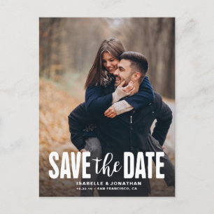 Carte Postale Faire-part Photo minimaliste noir Enregistrer la date