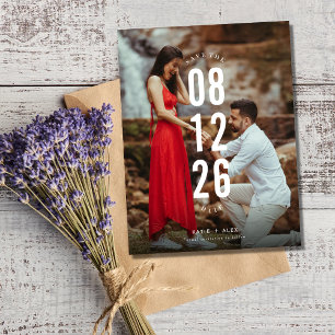 Carte Postale Faire-part Photo moderne Budget Mariage Enregistrer la date