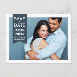 Carte Postale Faire-part Photo moderne double cadre Enregistrer la date Car