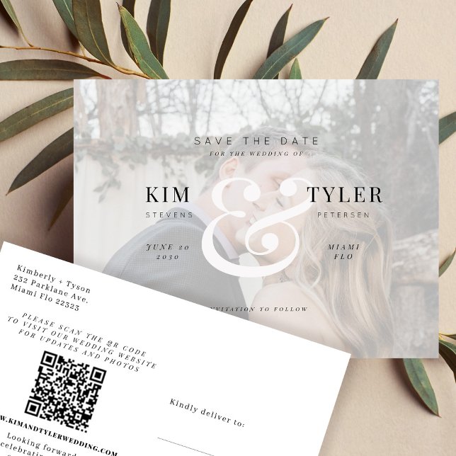 Carte Postale Faire-part Photo moderne élégant QR CODE mariage enregistrer  (Créateur téléchargé)