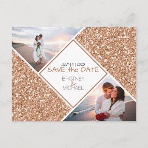 Carte Postale Faire-part Photo Parties scintillant de bronze Enregistrer la
