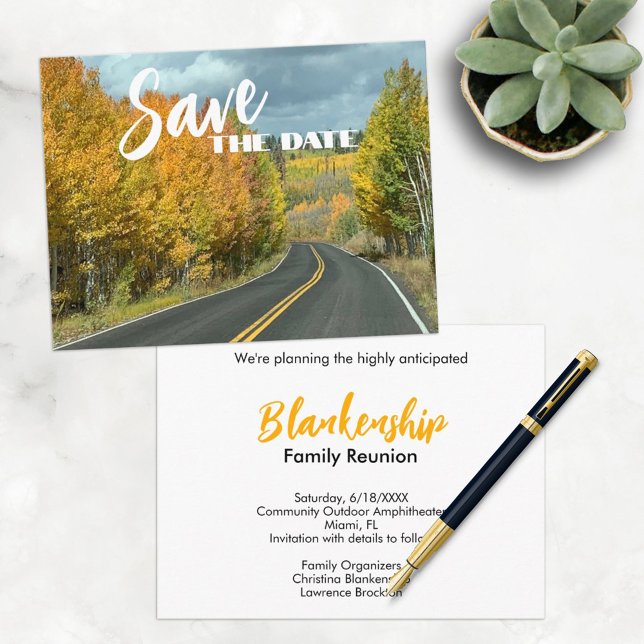 Carte Postale Faire-part Photo personnalisée de la réunion de famille Enreg (This scenic photo family reunion designed SAVE THE DATE announcement also serves as an invitation. )