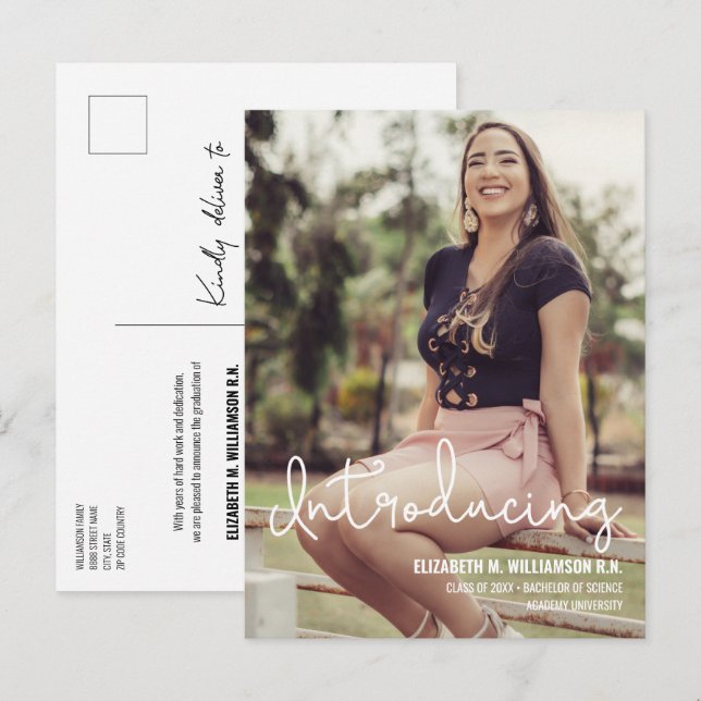 Carte Postale Faire-part Photo personnalisée Présentation de Science Grad (Devant / Derrière)