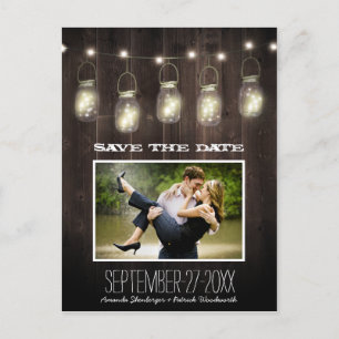 Carte Postale Faire-part Photo Rustic Country Mason Jar Enregistrer Les Car
