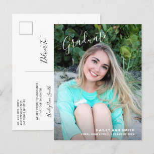 Carte Postale Faire-part Photo simple et élégante Graduation moderne
