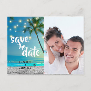 Carte Postale Faire-part Photo String Lights Tropical Beach Enregistrer La 