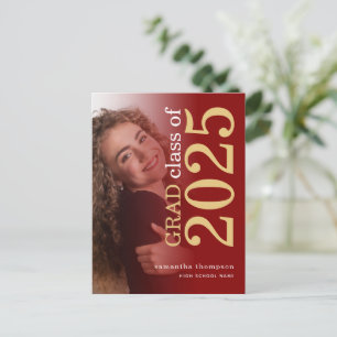 Carte Postale Faire-part Photo Tinted Maroon Gold 2024 Graduation