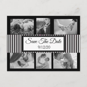 Carte Postale Faire-part Photographie rayée noire et blanche Enregistrer la