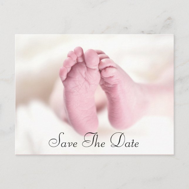 Carte Postale Faire-part Pieds de bébé unisexes (Devant)