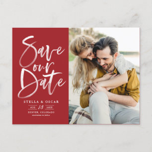 Carte Postale Faire-part Pinceau Aquarelle Rouge Calligraphie Sauvegarder N